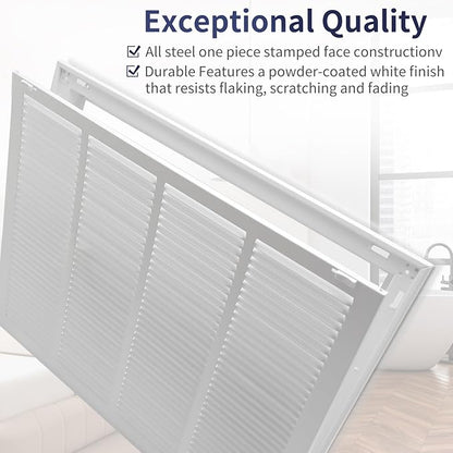 24"W x 18"H [Duct Opening Size] Steel Return Air Filter Grille - Removable Face/Door for 1 inch Filters -HVAC Vent Cover Grill - White [Outer Dimensions: 26 5/8"W X 20 5/8"H]