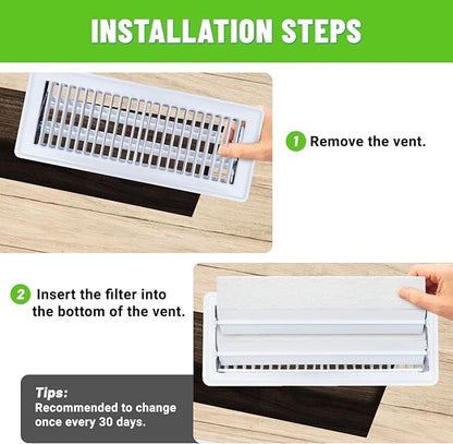 Air Vent Filters, 10 Pcs Floor Vent Register Filters - 4"x10"White, Air Register Vent Filters for Home,Trap Debris in Ventilation System