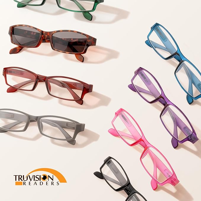 TruVision Readers Reading Glasses, Comfort Spring Hinges for Men and Women, 9501HP