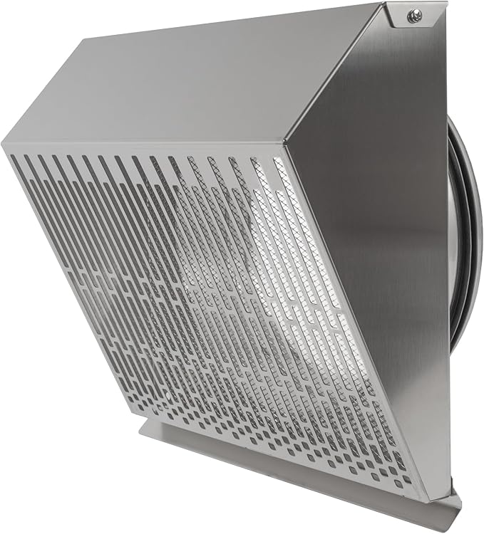 Vent Systems 10" Inch Exhaust Vent Cover with Rubber Gasket - Stainless Steel - Robust Weatherproof Outdoor Air Exhaust Box - Duct or Surface Mounting - Rain and Snow Protection