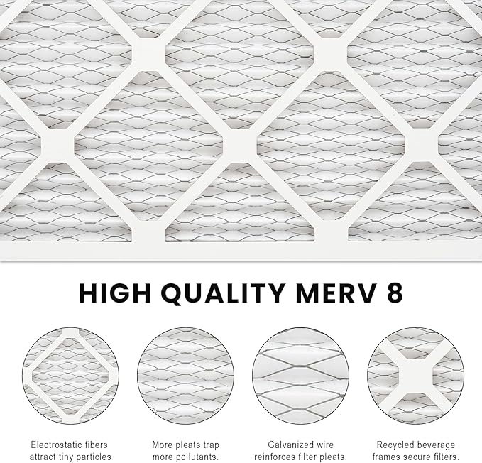 12x18x1 Air Filter MERV 8 (6-Pack), HVAC/Furnace AC Filter Replacement, Dust Defense–Comparable with MPR 600 & FPR 5 (Actual 11.75x17.75x0.75)