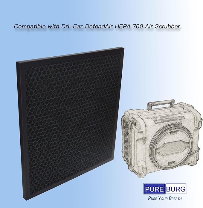 PUREBURG Replacement Activated Carbon Filter Compatible with Dri-Eaz DefendAir HEPA 700 Air Scrubber, 4-Pack For Air Purifier Clean VOCs Odor