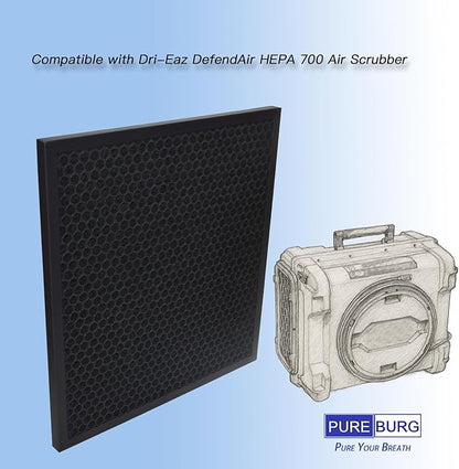 PUREBURG Replacement Activated Carbon Filter Compatible with Dri-Eaz DefendAir HEPA 700 Air Scrubber, 4-Pack For Air Purifier Clean VOCs Odor