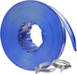 Poolvio Backwash Hose 2" x 50 ft, Blue Lay-Flat PVC Drain Hose with 2 Stainless Steel Thumb Screw Clamps, Tear-Resistant & Leak-Free for Swimming Pool Filter Cleaning, Flooded Area, Pond Draining