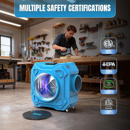 Air Scrubber with 3-Stage Filtration, 970CFM HEPA Air Scrubber Negative Air Machine with Lockable 360° Wheels & Auto-Foldable Handle, Portable Heavy Duty Air Cleaner for Home Industrial Commercial Use