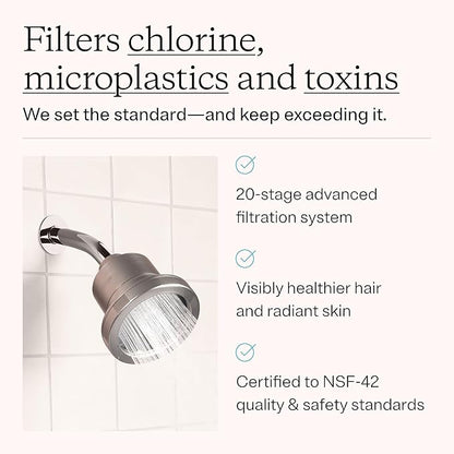 Filtered Shower Head for Healthier Hair & Skin – Removes Chlorine & Heavy Metals, High Pressure Shower Head Filter for Hard Water, Dermatologist-Formulated Water Softener for Hard Water