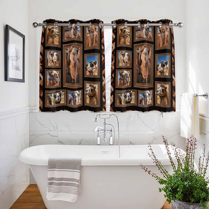 2 Panel Kitchen Cafe Curtains, Desert Camels Sunlight Filtering Nature Air Through, Home Decor Window Covering Tier Curtains for Bedroom Living Room Brown Wildlife Farmhouse Animals Rustic