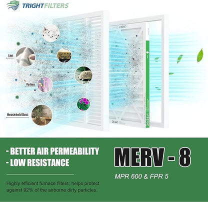 24x24x1 Air Filter 6 Pack, Durable MERV 8 Pleated Home HVAC AC Furnace Filters, Lightweight Compact Air Conditioner Filter Replacement