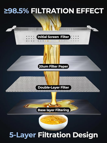 Mobile Fryer Oil Filter Machine, 55L/14.5GAL Fryer Filter Machine, Stainless Steel Commercial Fryer Oil Filter Cart with 8.45GAL/Min 1720RPM, Deep Fryer Oil Filtration for Restaurant Snack Bar 550W