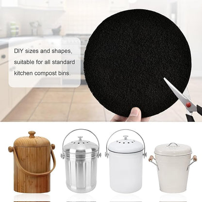 10Pcs 6.5 Inch Charcoal Filters for Kitchen Compost Bin, Replacement Activated Carbon Filters for Countertop Compost Pail Home Bucket Refill Sets, Round