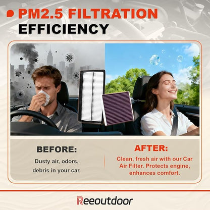 Engine & Upgrade Cabin Air Filter Kit Compatible with 2023-2025 Pilot 3.5L, 2022-2025 MDX 3.5L ONLY, 2025 Passport 3.5L, Replaces# 17220-61A-A00, 80292-TF0-G01, SA50144