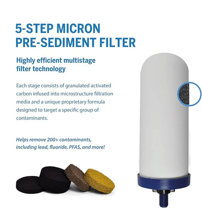 ProOne G-Series 7-Inch Gravity Filter Replacement 1-Pack - Universally Compatible with Gravity Water Filtration Systems - NSF/ANSI Certified to Reduce Lead, Microplastics, & Total PFAS (1-Pack)