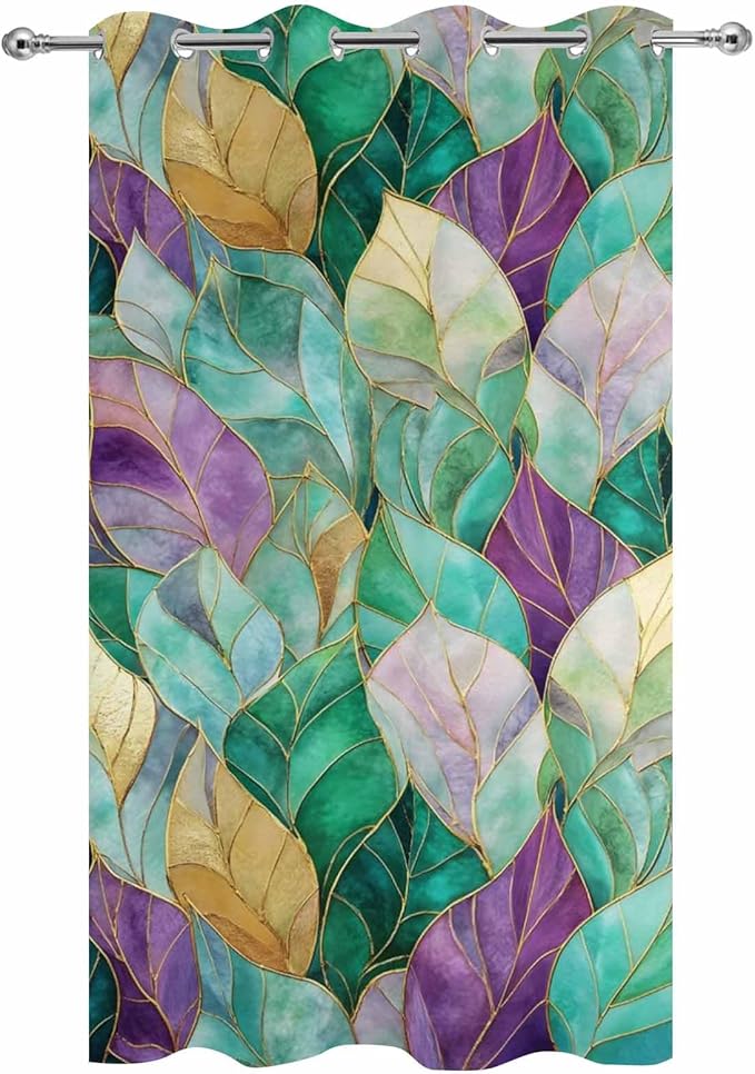 Leaves Outdoor Curtains for Patio Gorgeous Leaf Abstract Spring Waterproof Outside Curtains with Grommet Top Weatherproof Curtain for Cabana Pergola Gazebo, 1 Panel, 54" W x 84" L