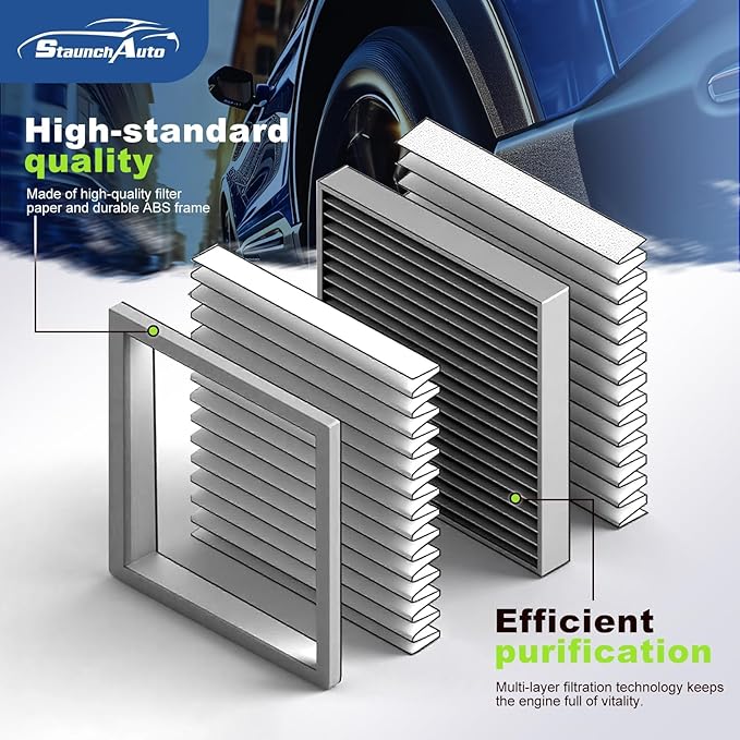 Engine and Cabin Air Filter Combo for 2006-2012 Rav4, 2007-2011 Camry, 2009-2011 Corolla, 2005-2011 Avalon, 2009-2011 Matrix 2.4L Engine Air Filter Replacement Car Accessories #CA10169 CF10285 2-Pack