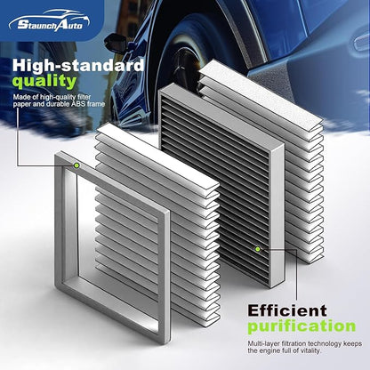 Engine and Cabin Air Filter Combo for 2006-2012 Rav4, 2007-2011 Camry, 2009-2011 Corolla, 2005-2011 Avalon, 2009-2011 Matrix 2.4L Engine Air Filter Replacement Car Accessories #CA10169 CF10285 2-Pack