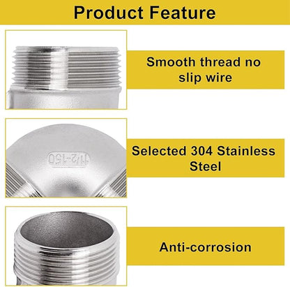 90 Degree Elbow 1PCS, 1-1/2" NPT Male X 1-1/2" NPT Male 304 Stainless Steel Pipe Fitting, Connector Coupler Apply to Outdoor Garden Industrial