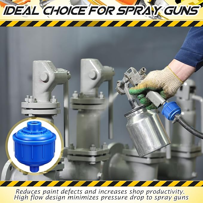 Frienda 4 Pcs Disposable Mini Air Water Filters with Standard 1/4 Inch Threads Moisture Trap Disposable Spray Gun Filter Effectively Removes Moisture Before It Reaches Spray Guns and Air Tools