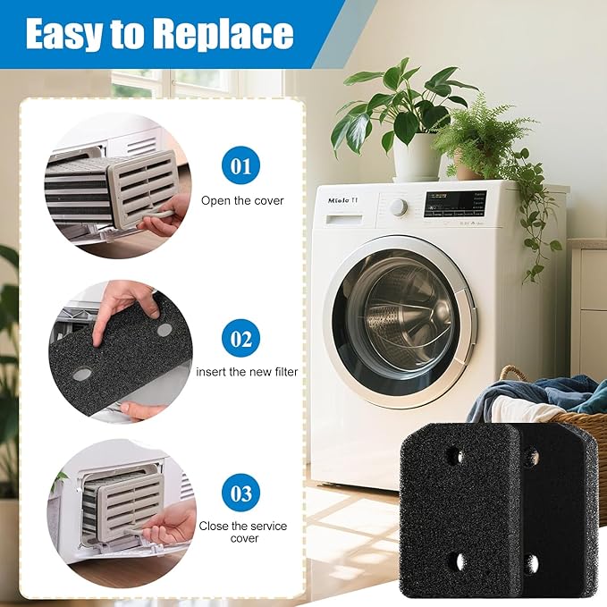 4PCS Dryer Replaces Sponge for T1/T2 9164761 Dryer Models, Tumble Dryer Heat Pump Socket Filters Sponge Compatible with Heat Pump Dryer