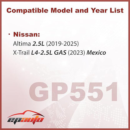 EPAuto GP551 (CA12551) Engine Air Filter, Replacement for Nissan Altima (2019–2025) – Rigid Panel Filter for 2.5L Gas Engines – Improves Airflow, Fuel Efficiency, and Engine Protection