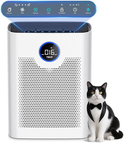 Air Purifiers for Home Large Room up to 3000 ft², VNIUP H14 True HEPA Air Purifier for Bedroom, PM 2.5 Display Air Quality Sensor Air Cleaner for for Whole Home Dorm Room Bedroom Office, ZQA-8000A
