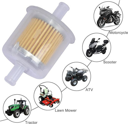 Universal Replacement Gas Inline Fuel Filters for Motorcycles, Cars, Trucks And Gasoline Powered Engines 3/8 Inch (Pack of 4)