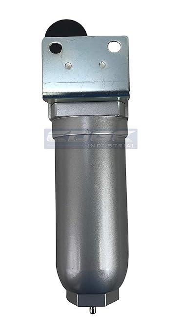 HEAVY DUTY INDUSTRIAL GRADE COALESCING FILTER WITH 0.01u MICRON ELEMENT, 11oz METAL BOWL, REMOVES 99.98% MOISTURE, VAPOR AND OIL FROM COMPRESSED AIR LINES, MANUAL DRAIN (1/2" NPT, 11oz BOWL)