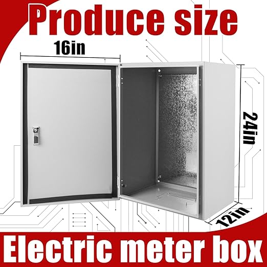 Electrical Box 24 x 16 x 12 Inch Indoor Outdoor Electrical Enclosure Box Steel Junction Box Wall Mounted Universal Electrical Project Box with Safety Locks and Mounting Plates
