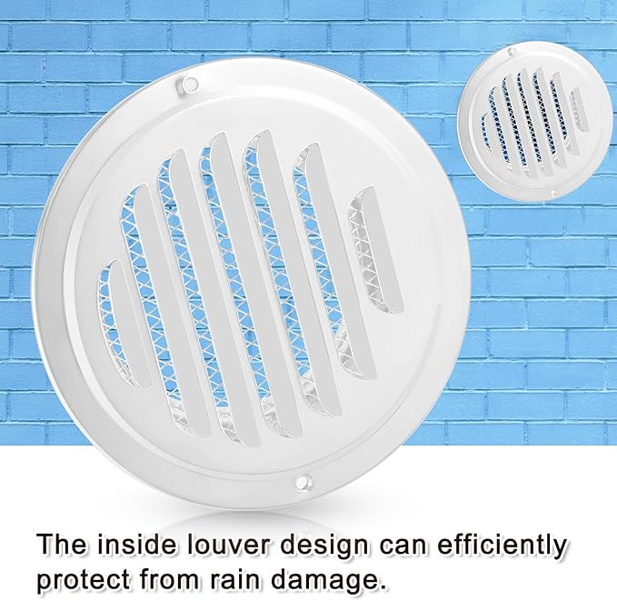 Zonon 12 Pcs Stainless Steel Soffit Vents 4 Inch Round Dryer Vent Cover with Mesh Screen for Home Outdoor Bathroom Wall Ceiling Outside Exterior Exhaust (White)