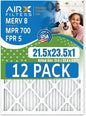 21.5x23.5x1 Air Filter MERV 8 Rating, 12 Pack of Furnace Filters Comparable to MPR 700 & FPR 5 - Made in USA by AIRX FILTERS WICKED CLEAN AIR.