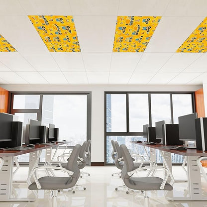 4 Pcs Fluorescent Light Covers for Ceiling Lights Construction Equipment Traffic Cones Yellow Decorative Magnets Light Filters for Office Home Classroom Must Haves 4’ x 2’