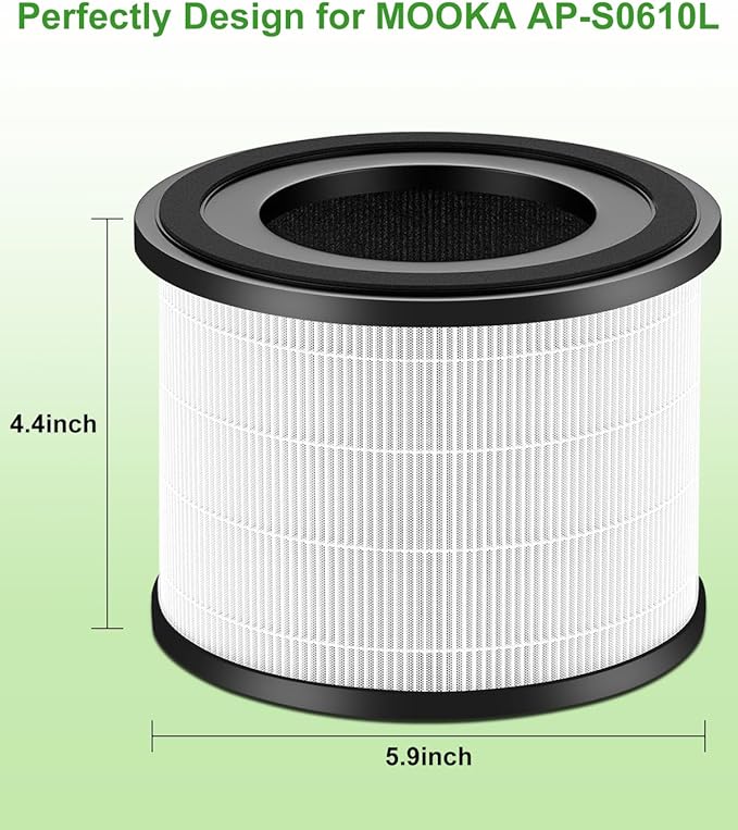 AP-S0610L Replacement Filter, Compatible with MOOKA AP-S0610L Air Purifier, 3-IN-1 Replacement Filter, Pre-filter & Activated Carbon filter for Pet Odors, 2 Pack