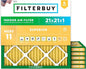 Filterbuy 21x21x1 Air Filter MERV 11 Superior Pet & Allergy Defense (6-Pack), Electrostatic Pleated HVAC AC Furnace Filters Replacement, Made in USA (Actual Size: 20.88 x 20.88 x 0.75)