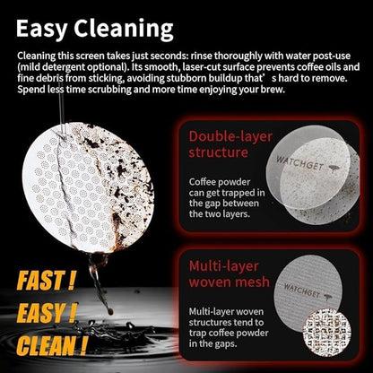 watchget 53mm Espresso Puck Screen Reusable Mesh Coffee Filter 0.8mm Thickness Puck Screen Stainless Steel Lower Shower Screen for 53mm Protafilter Basket