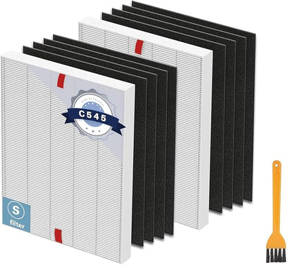 10 Pack C545 Replacement HEPA Filter Compatible with Winix C545 | Ture HPEA Filter S Only, Part number 1712-0096-00 and 2522-0058-00, 2 True HEPA Filter + 8 Activated Carbon Filters