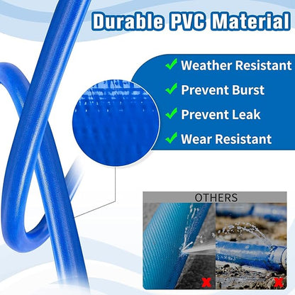 MYFAMIREA 1.5 IN x 30 FT Pool Backwash Hose Heavy Duty Drain Discharge Double PVC Layflat Hose with 2 Clamps, Weatherproof Burst Resistant for Water Transfer, Sump Pump, Pool Filter, Drain (9.2M,Blue)