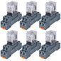 6PCS Electromagnetic Power Relay, 8-Pin 10 AMP 12V DC Relay Coil with Socket Base, LED Indicator, DPDT 2NO 2NC - MY2NJ [Applicable for DIN Rail System]