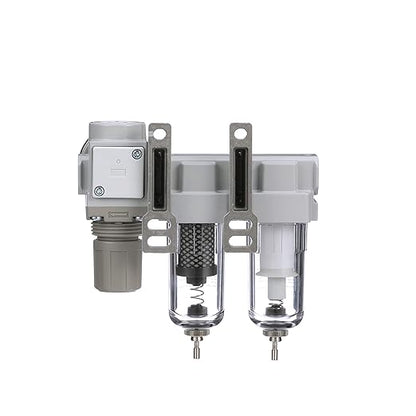 PneumaticPlus SAU230-N02G Three Stage Air Drying System, 1/4" NPT - Particulate Air Filter, Coalescing Filter, Air Pressure Regulator Combo - Poly Bowl, Manual Drain, Bracket, Gauge