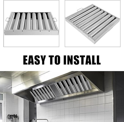 Hood Filters 19.5W x 19.5H Inch 430 Stainless Steel Pack of 6, 7 Grooves Commercial Hood Filters, Commercial Kitchen Range Hood Filter for Grease Rated Commercial Kitchen Exhaust Hoods