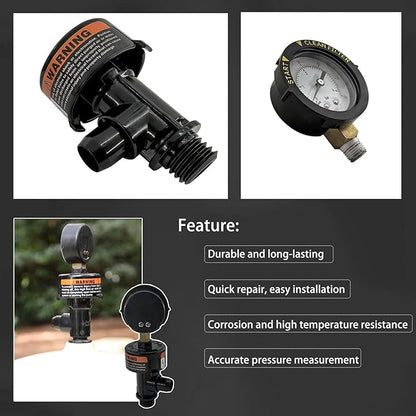 High Flow Manual Air Relief Valve with Pressure Gauge Compatible with FNS, Clean and Clear, Quad DE, 2000 4000 Series Pool and Spa Filters Replacement for 98209800 and 98209803 Models