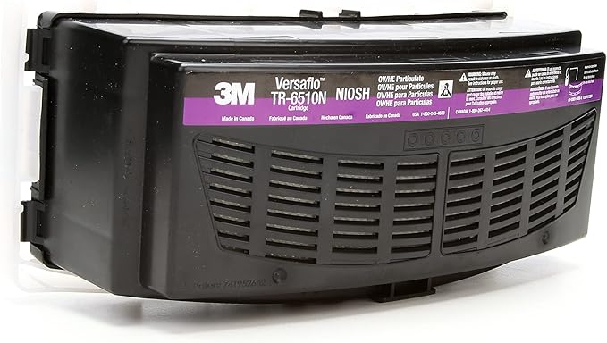 3M Versaflo HEPA Cartridge TR-6510N, Organic Vapors, For TR-600/TR-800 Powered Air Purifying Respirator (PAPR), 5/Case, Magenta/Black