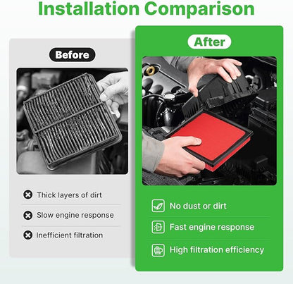 2PCS Engine Air Filter Fit for Toyota RAV4 2019-2025 (2.5L), Camry 2018-2024 (2.5L & 3.5L), Highlander 2020-2026 (2.4L & 3.5L) Air Filter Replacement Engine Filter Car Accessories# CA12377