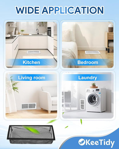 Floor Vent Screen Net, 4" x 10" Air Vent Screen Filter Mesh Catches Toys Snacks Pet Hair and Pet Food, Keeps Bugs Out for Home, 5 Pack