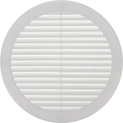 Vent Systems 8" Inch (Opening Dimensions) White Soffit Vent Cover - Plastic Round Air Vent Grille - Built-in Mesh Screen - HVAC Register Louver for Bathroom, Home, Kitchen