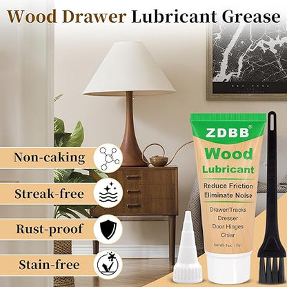 Wood Drawer Wax Lubricant Paste Door Lubricant Wear-Resistant Eliminate Sticking Noise Loosen Drawer Slide Grease for Wood Furniture, Window Track, Sliding Glass Doors, Hinges, 1 oz 1-Pack
