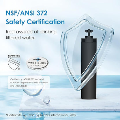 Waterdrop Upgrade NSF/ANSI 372 Certified Water Filter, Silver Ions Added, Replacement for Berkey® BB9-2® Black Filters, Berkey® Gravity Water Filter System and Waterdrop King Tank Series
