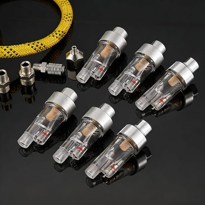 Honoson 6 Pcs 3 Pcs Airbrush in-line Water Trap Mini Air Filter Connect Separator for Connects Directly onto Airbrushes and Hoses with 1/8 Bsp Threads