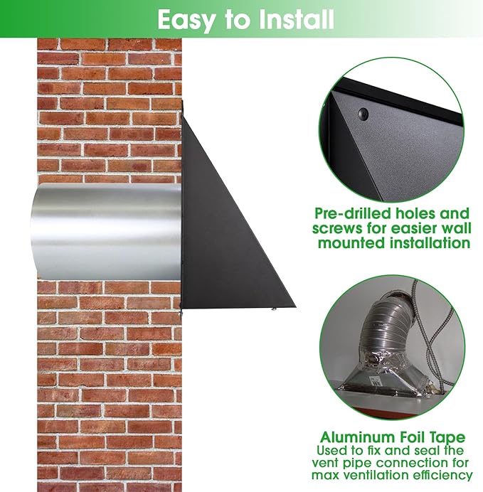 3 Inch Dryer Vent Cover Outside with Mesh and Damper,Wall Vent Exhaust Vent Cover,Metal Dryer Vent Hood Outdoor Exterior Vent Cover External Cap for Dryer Ducting/Range Hood/Laundry/AC Air Vent-Black