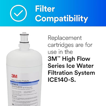 3M Water Filtration Replacement Cartridge for Commercial Ice Maker Machines HF40-S for High Flow Series ICE140-S, Reduces Bacteria, Sediment, Chlorine Taste and Odor, Cysts, Inhibits Scale
