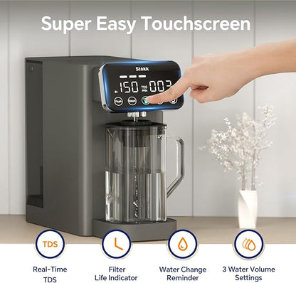 Stokk E1 Reverse Osmosis Water Filter Countertop, 5 Stage RO Water Filter System with Remineralization Glass Pitcher, NSF/ANSI 58&372, Portable No Installation Water Purifier for Home Office