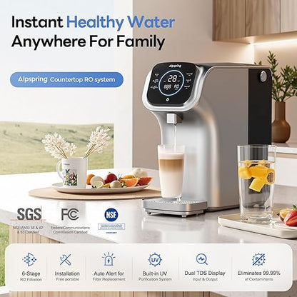 Countertop Reverse Osmosis System for Home, 6-Stage RO Water Filter with Remineralization and UV,Portable No Installation Water Purifier,Countertop RO Water Filtration,Reduce TDS/PFAS/PFOA